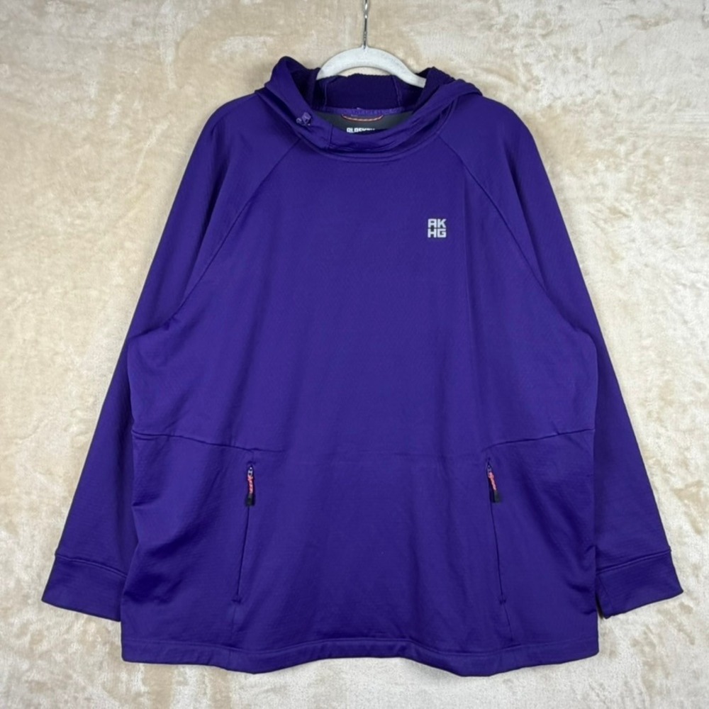 Alaskan Hardgear Duluth Trading Co Women 1X Purple Grid Fleece Hoodie Pockets